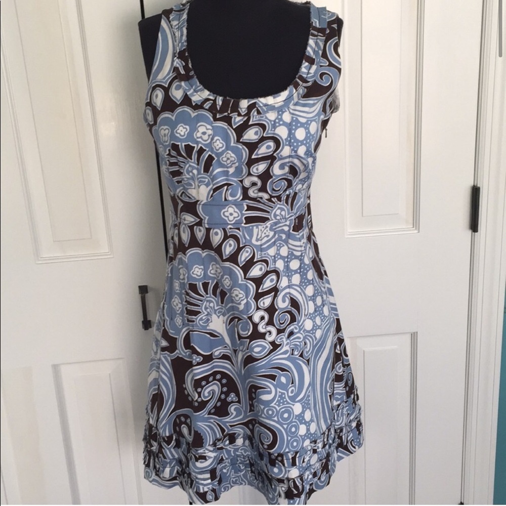 Gorgeous Tory Burch Brown and Blue Dress